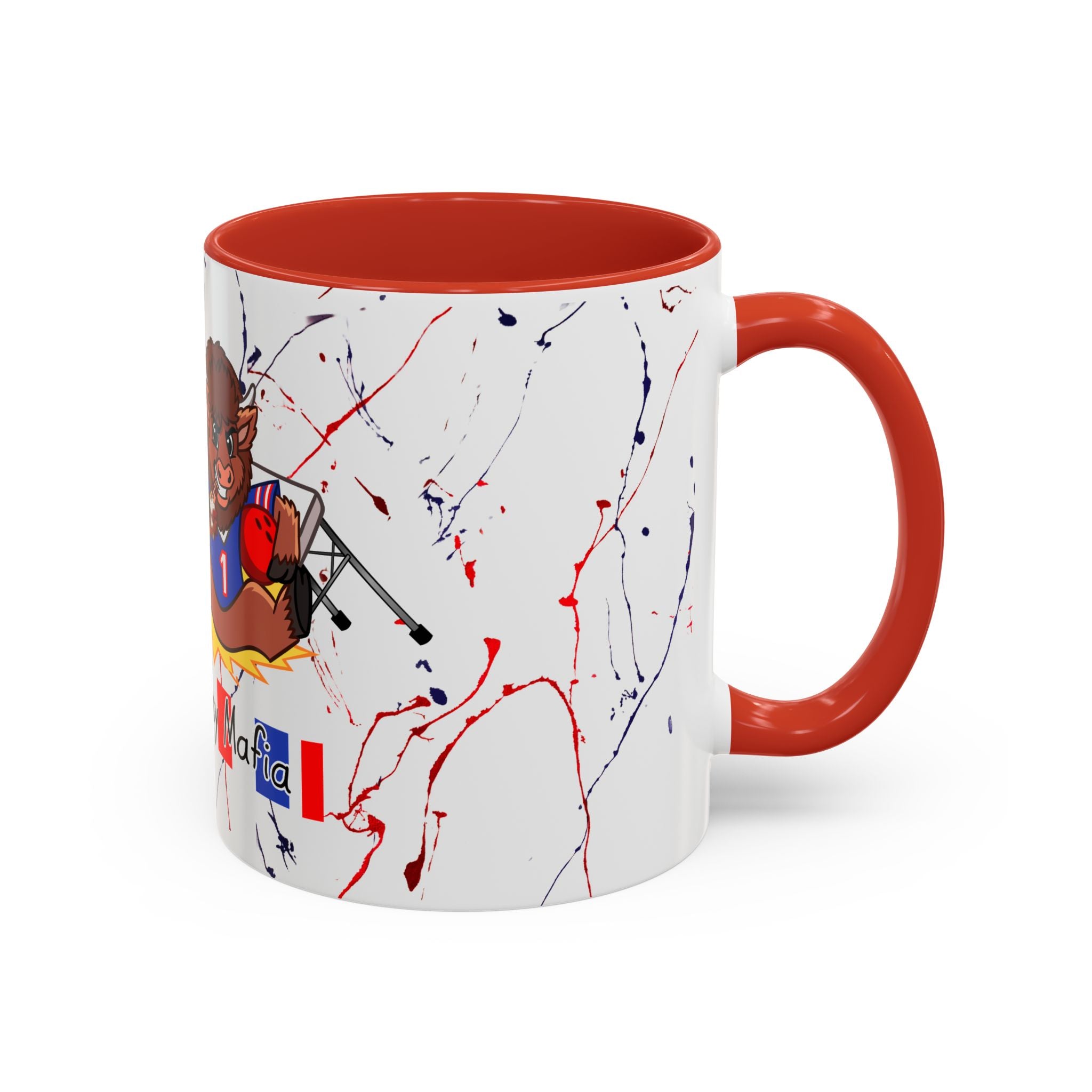 Buffalo football inspired Messy Mafia™ Accent Coffee mug featuring "Tailgating Ted"