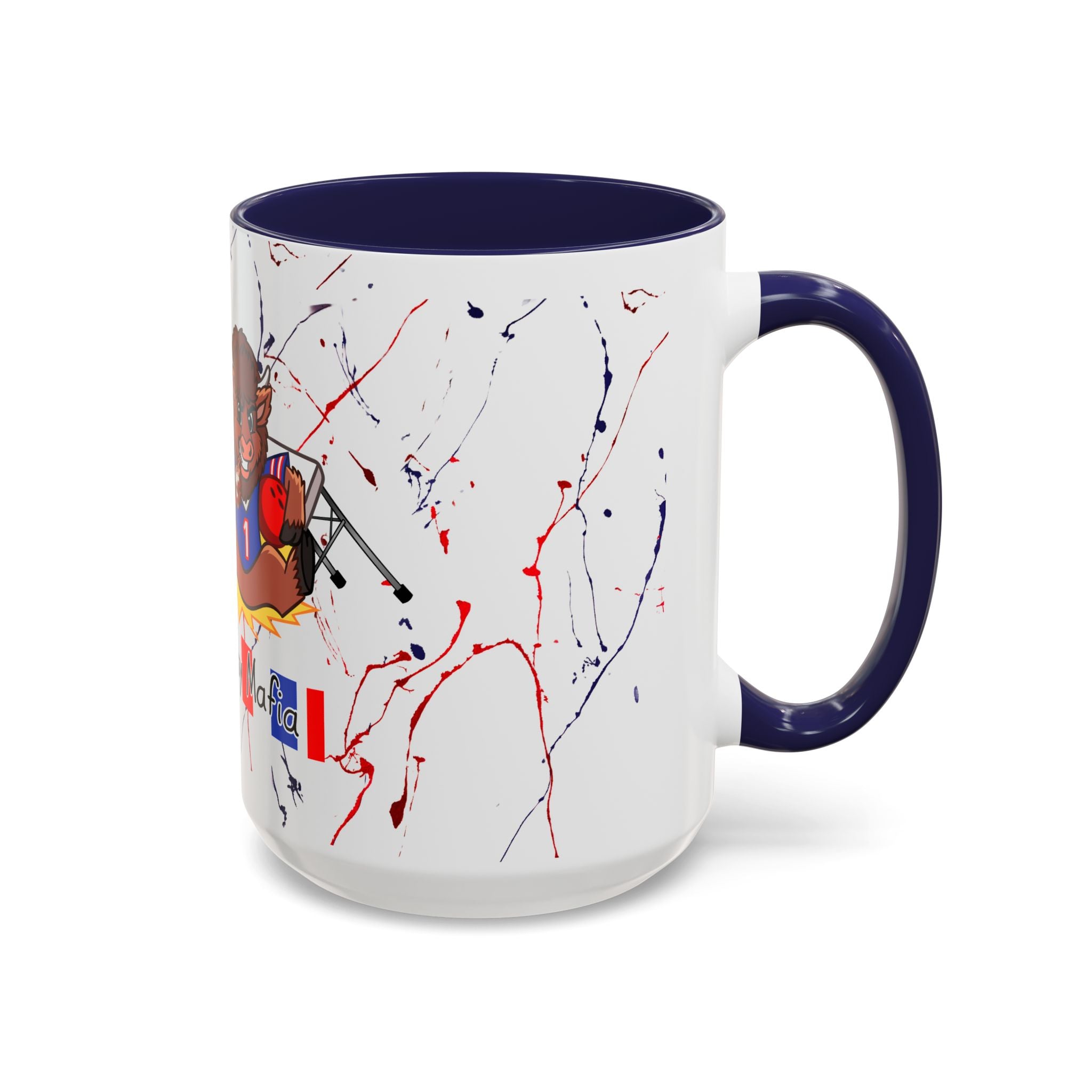 Buffalo football inspired Messy Mafia™ Accent Coffee mug featuring "Tailgating Ted"