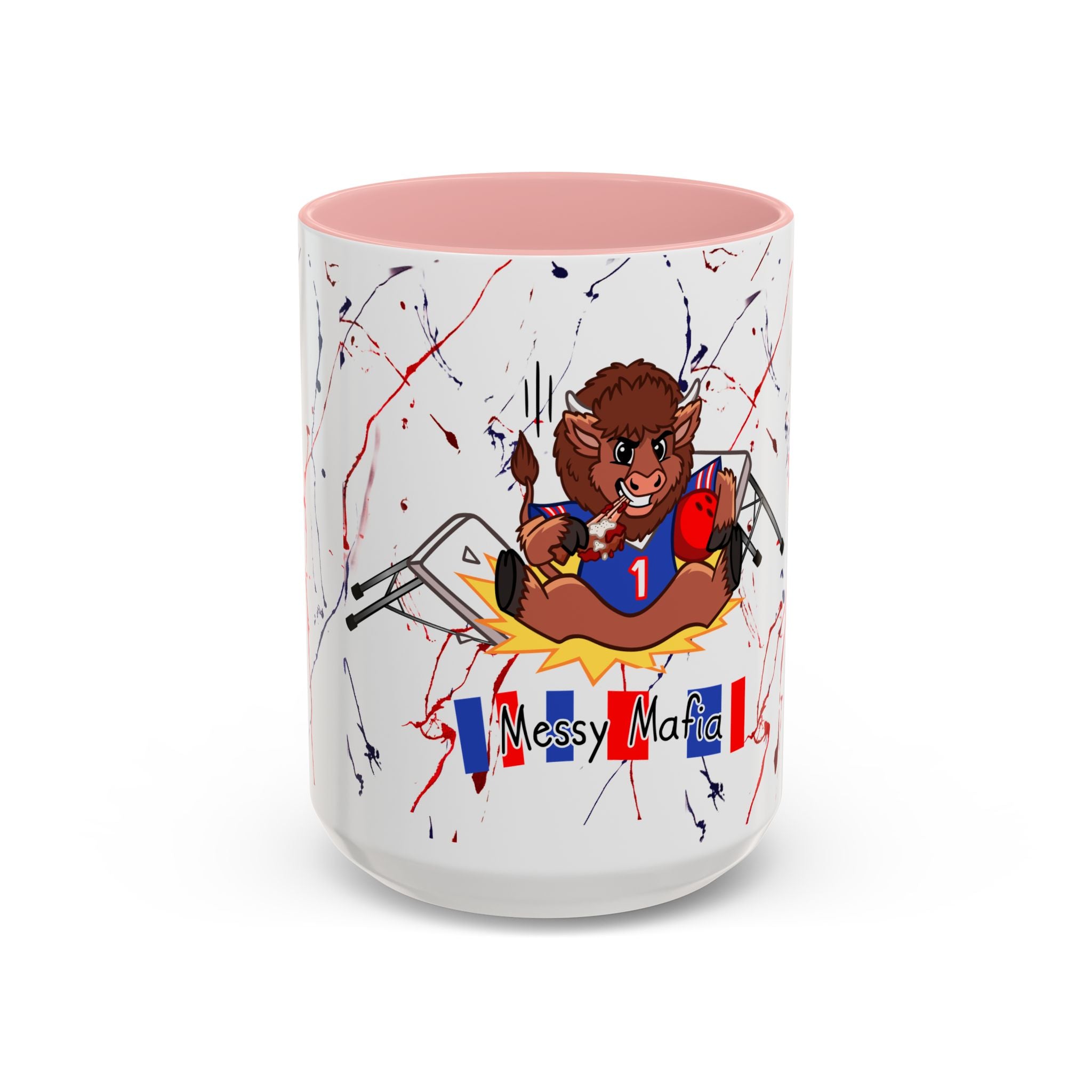 Buffalo football inspired Messy Mafia™ Accent Coffee mug featuring "Tailgating Ted"
