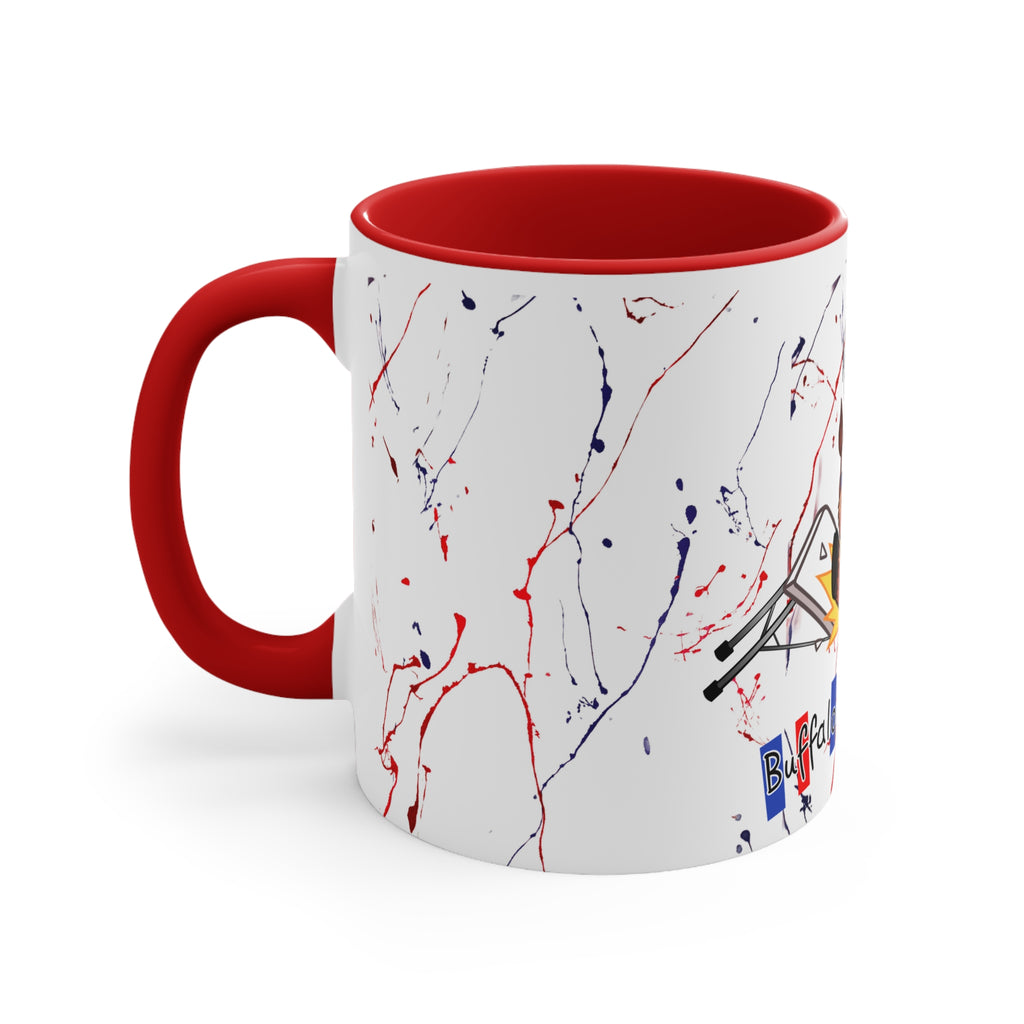 Buffalo football inspired Messy Mafia™ Accent Coffee mug featuring "Tailgating Ted"11oz Accent Mug