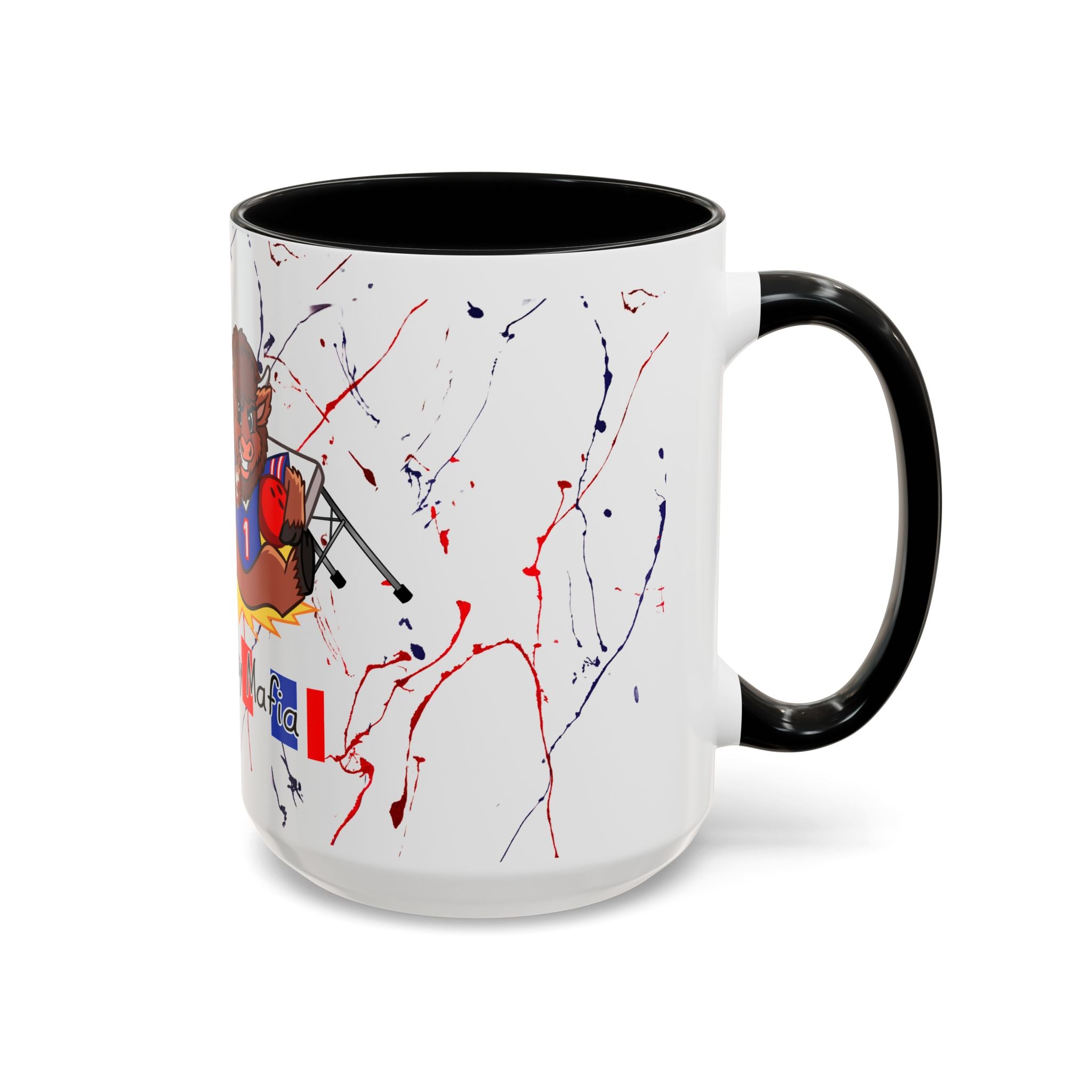 Buffalo football inspired Messy Mafia™ Accent Coffee mug featuring "Tailgating Ted"