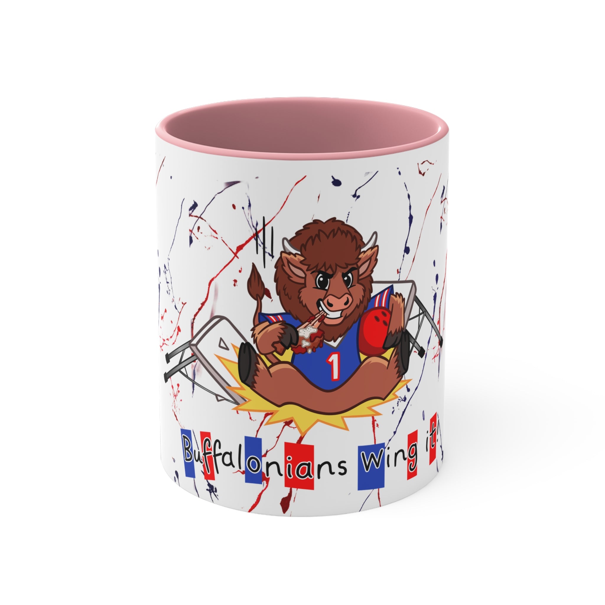 Buffalo football inspired Messy Mafia™ Accent Coffee mug featuring "Tailgating Ted"11oz Accent Mug