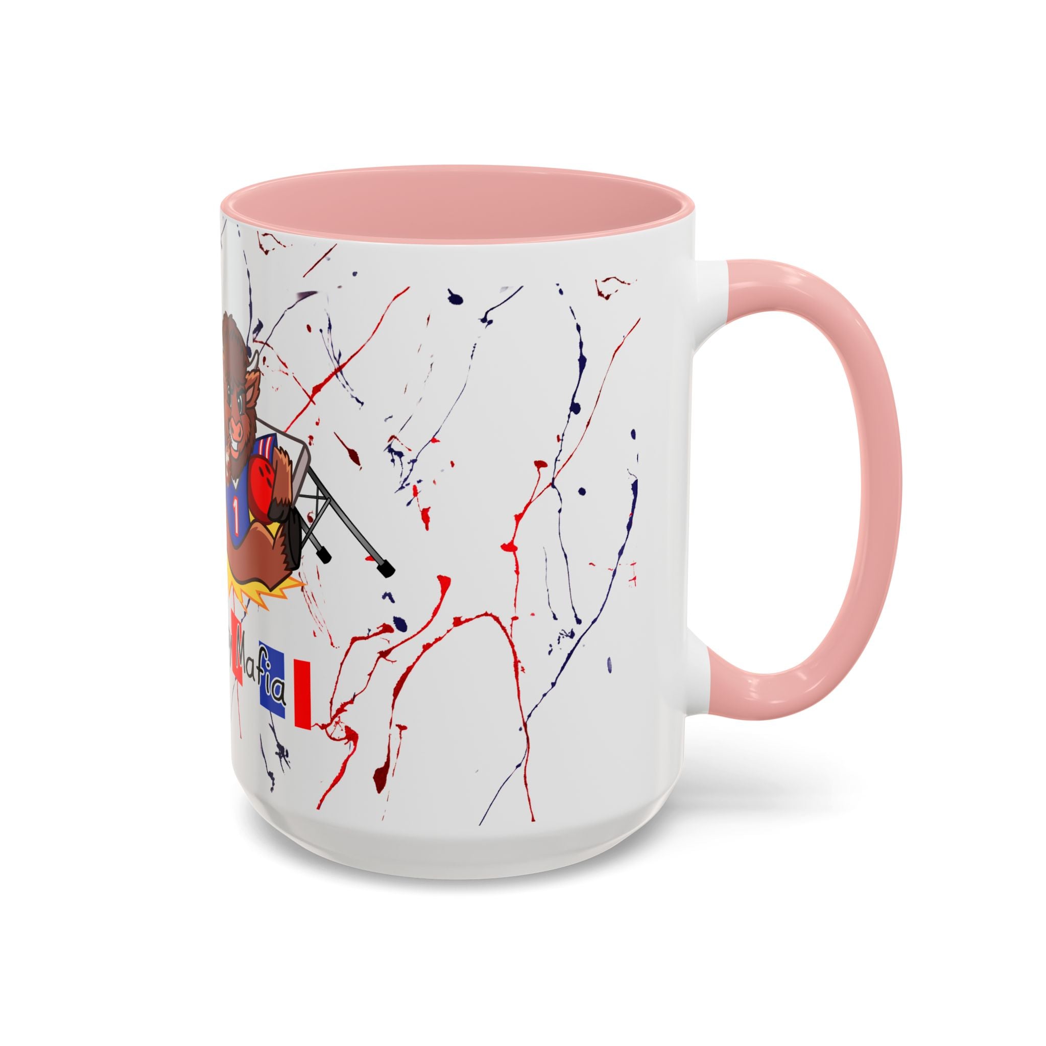 Buffalo football inspired Messy Mafia™ Accent Coffee mug featuring "Tailgating Ted"