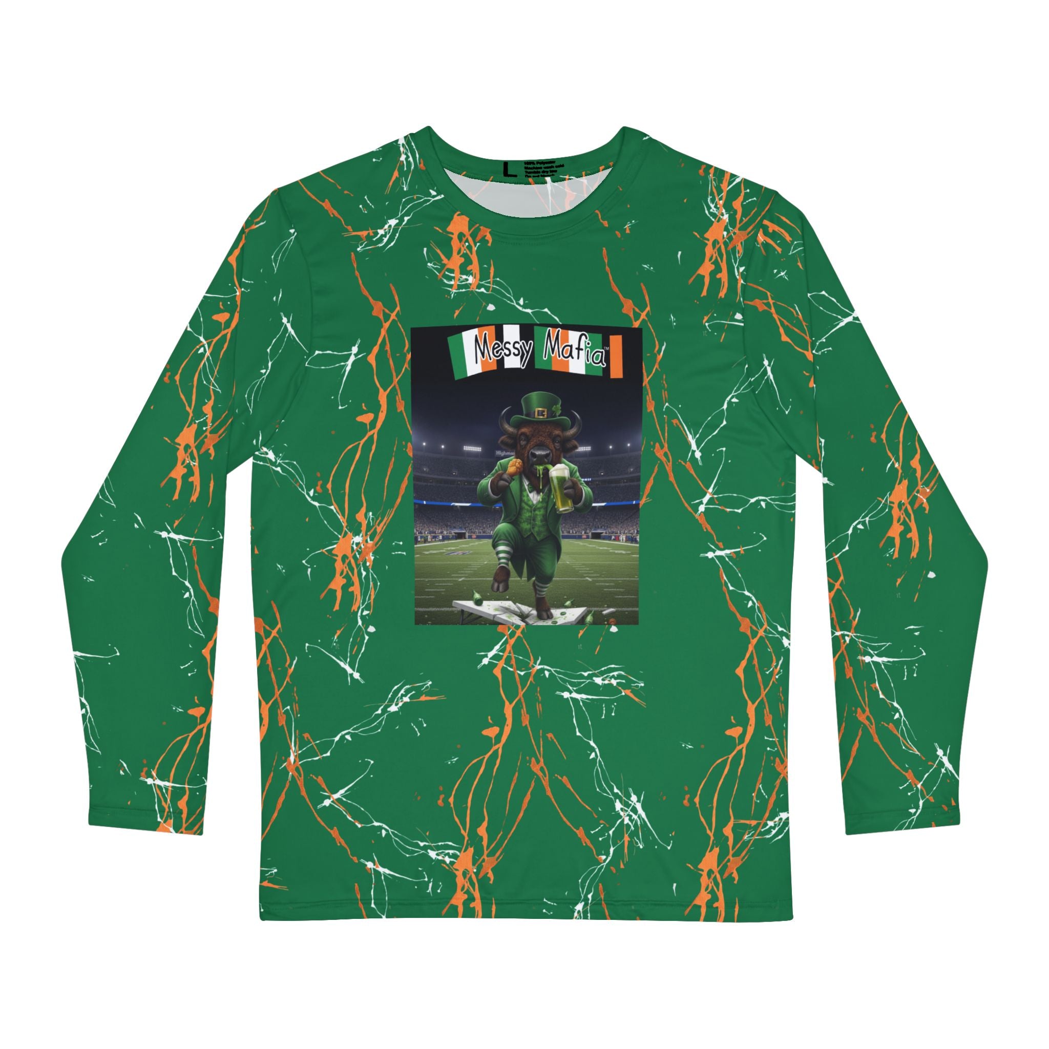 St. Paddy's Day- Messy Mafia- Buffalo Bison Leprechaun- custom long-sleeve Shirt