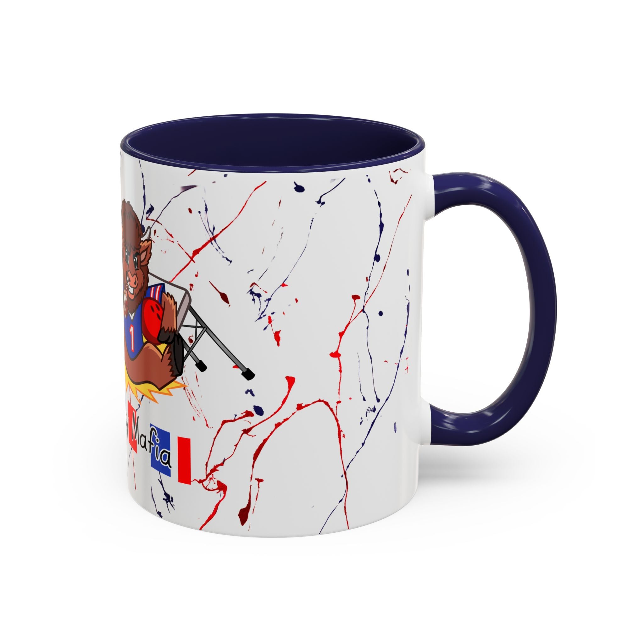 Buffalo football inspired Messy Mafia™ Accent Coffee mug featuring "Tailgating Ted"