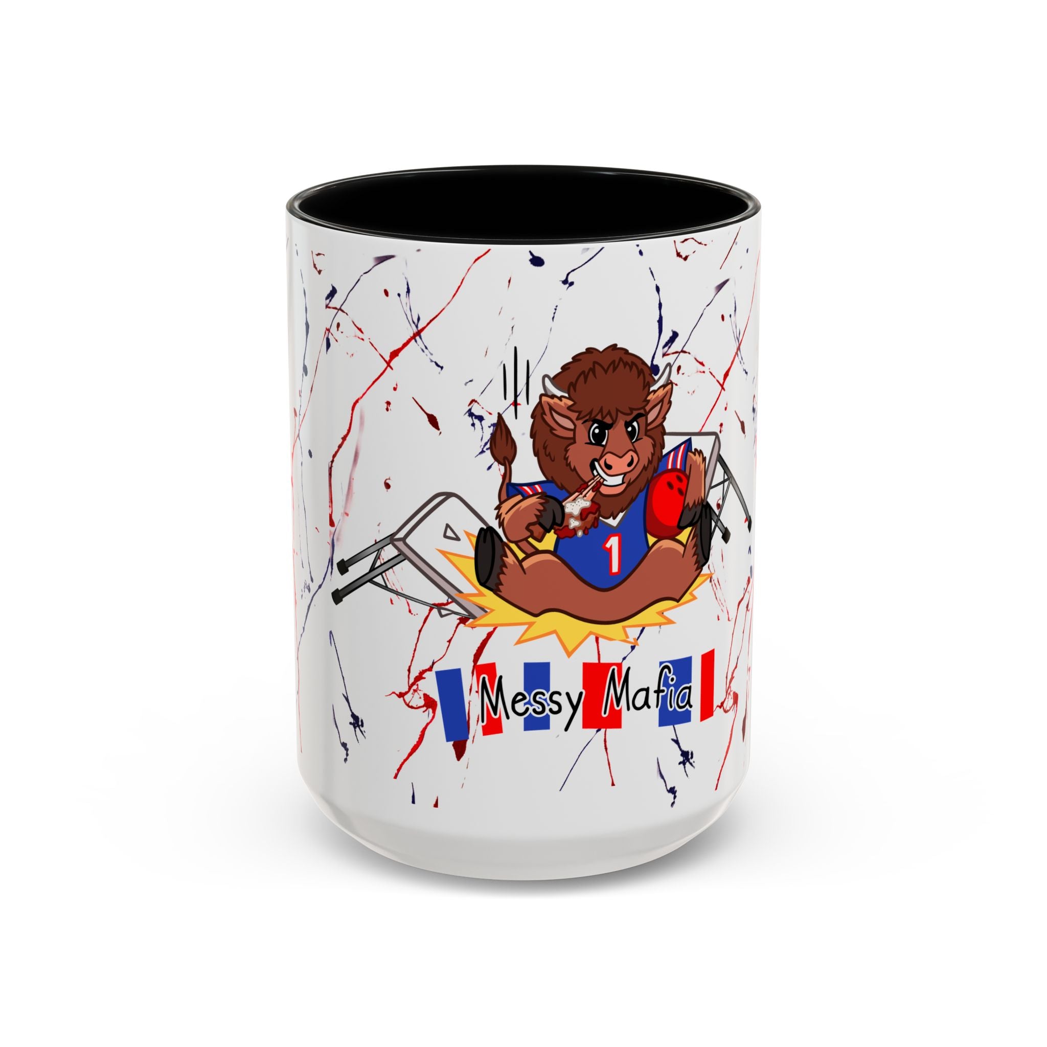 Buffalo football inspired Messy Mafia™ Accent Coffee mug featuring "Tailgating Ted"