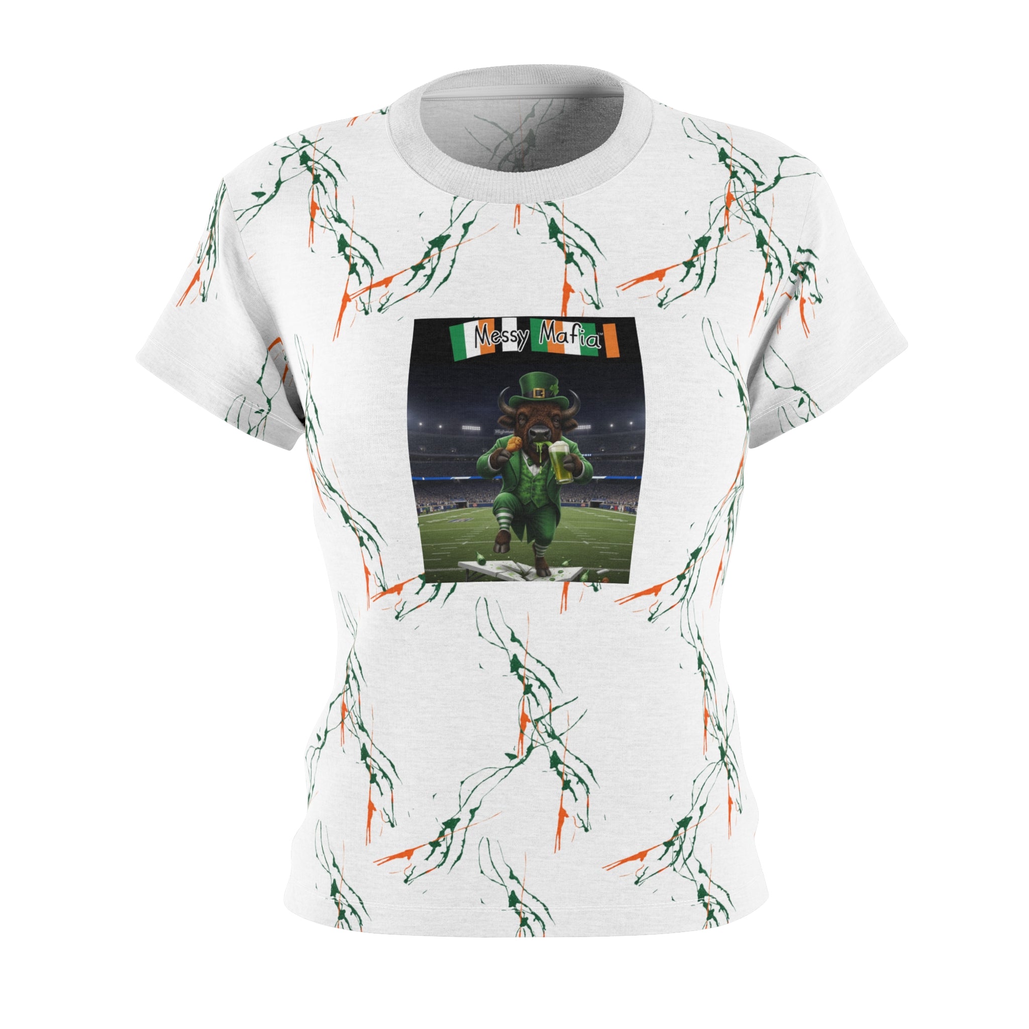 St Patrick's Day Buffalo leprechaun Messy Mafia™ Shirt Women's Cut & Sew Tee