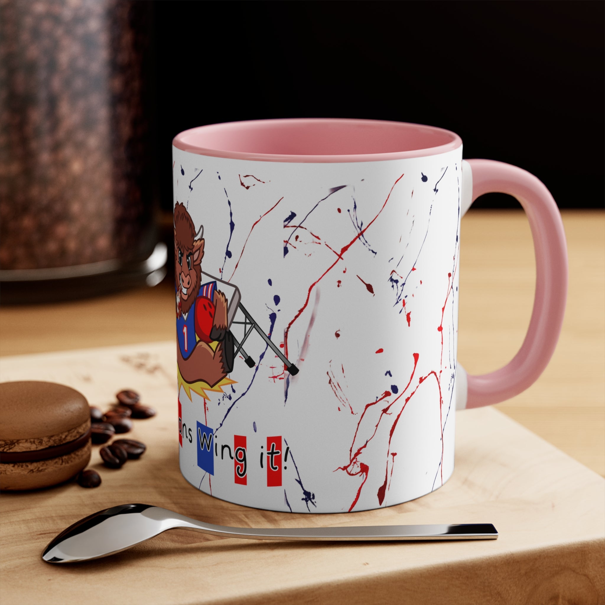 Buffalo football inspired Messy Mafia™ Accent Coffee mug featuring "Tailgating Ted"11oz Accent Mug