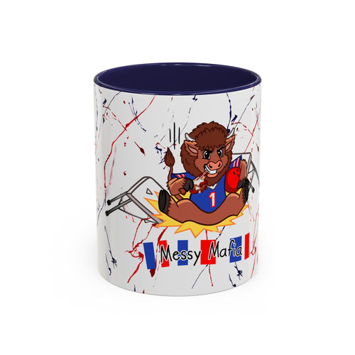 Buffalo football inspired Messy Mafia™ Accent Coffee mug featuring "Tailgating Ted"