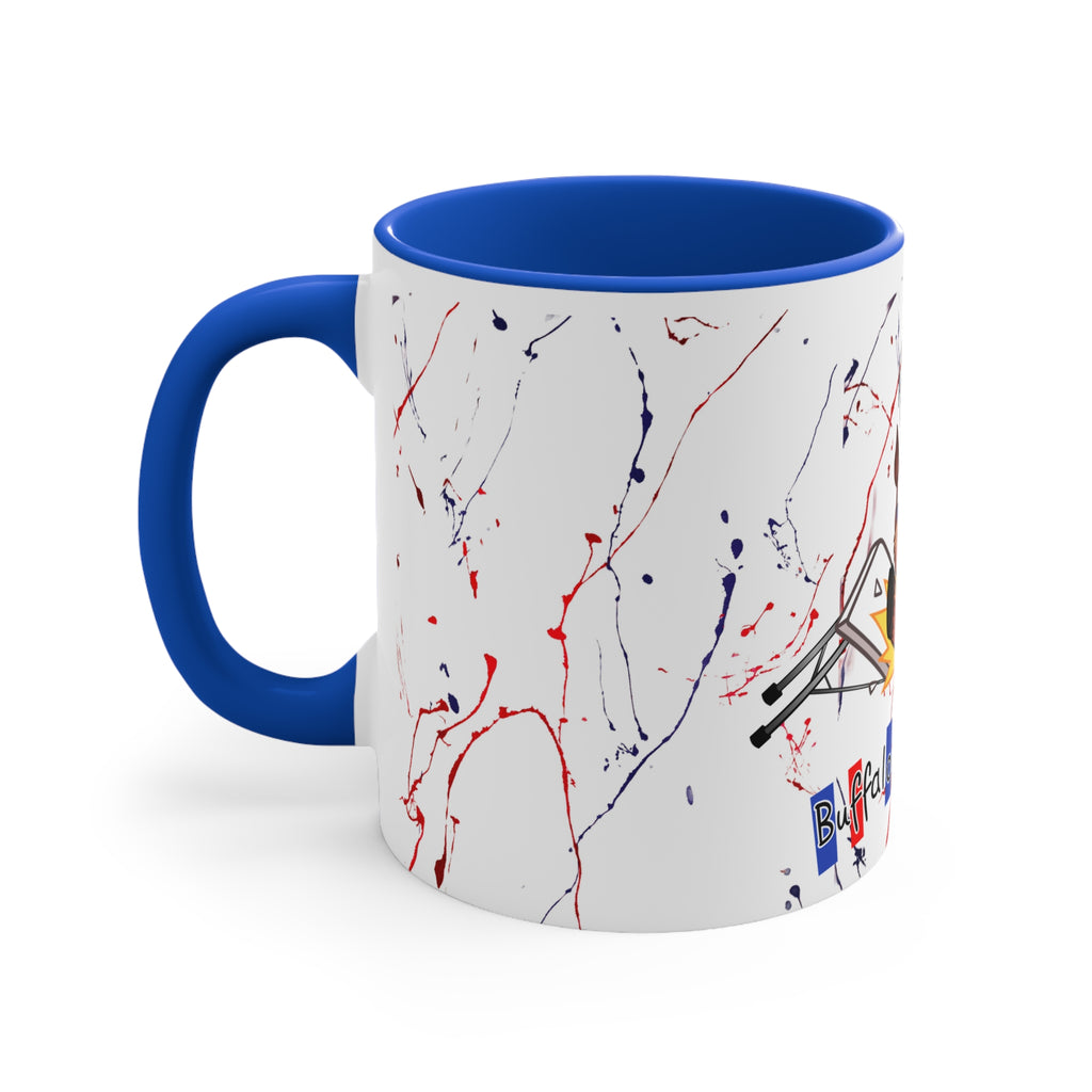 Buffalo football inspired Messy Mafia™ Accent Coffee mug featuring "Tailgating Ted"11oz Accent Mug
